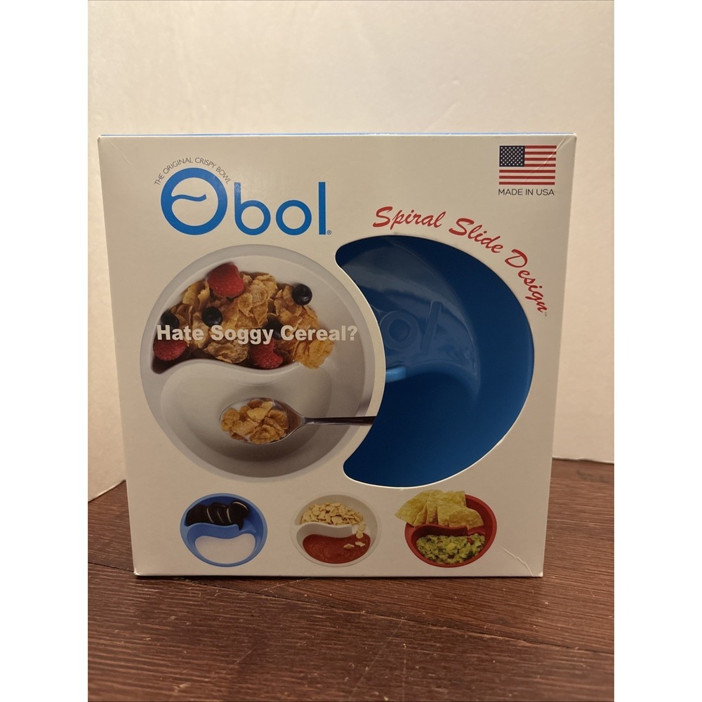 New 2017 Obolโ Original Never Soggy Blue Cereal Bowl USA MADE Sensory